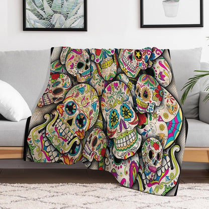 Sugar Skull Collage Throw Blanket