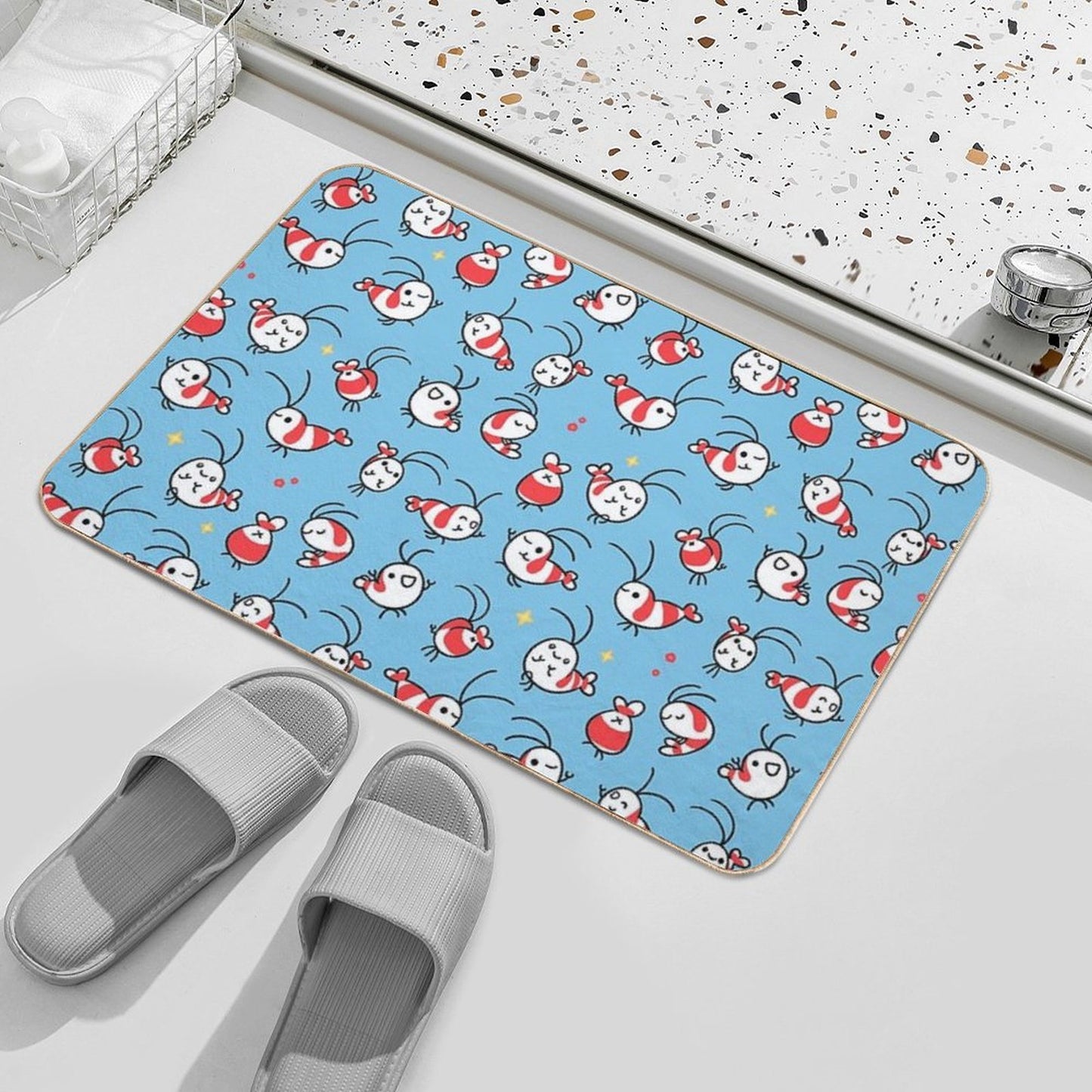 Shy Shrimp Pattern  Slip-Resistant Bath Mat