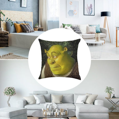 Shrek Face Meme Linen Throw Pillow Cover