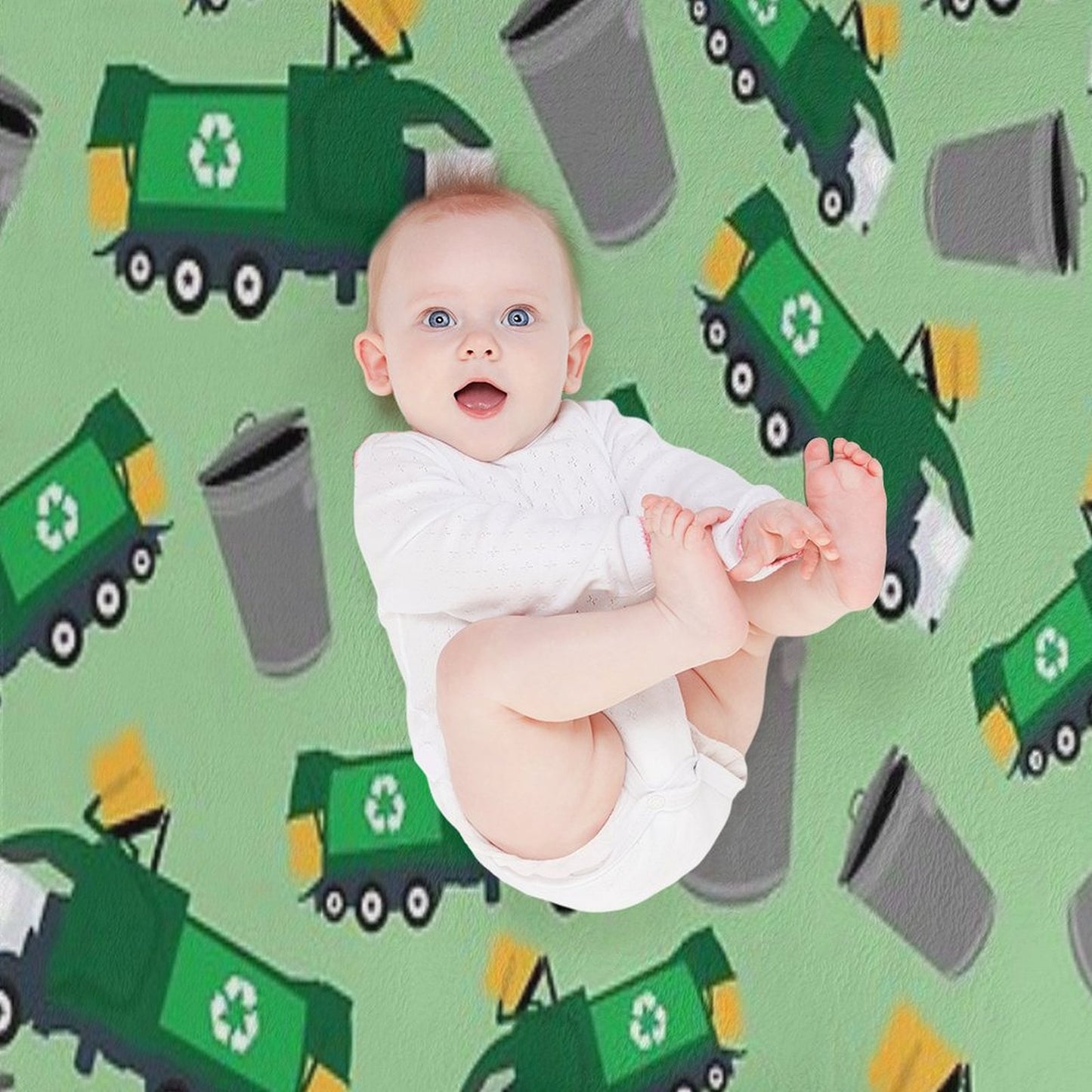 Recycling Garbage Truck Pattern Throw Blanket