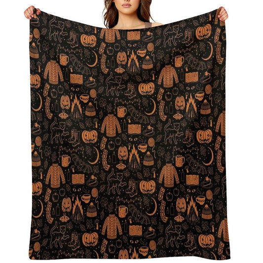 Autumn Nights Halloween Throw Blanket