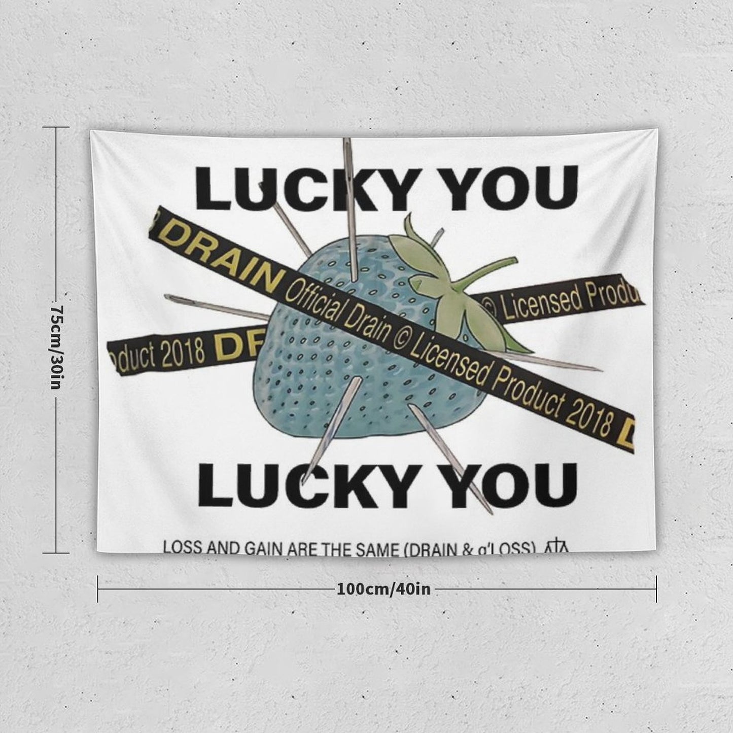 Bladee Drain Gang Lucky You Strawberry Logo Tapestry