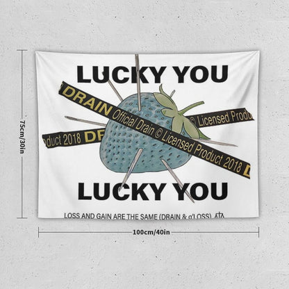 Bladee Drain Gang Lucky You Strawberry Logo Tapestry