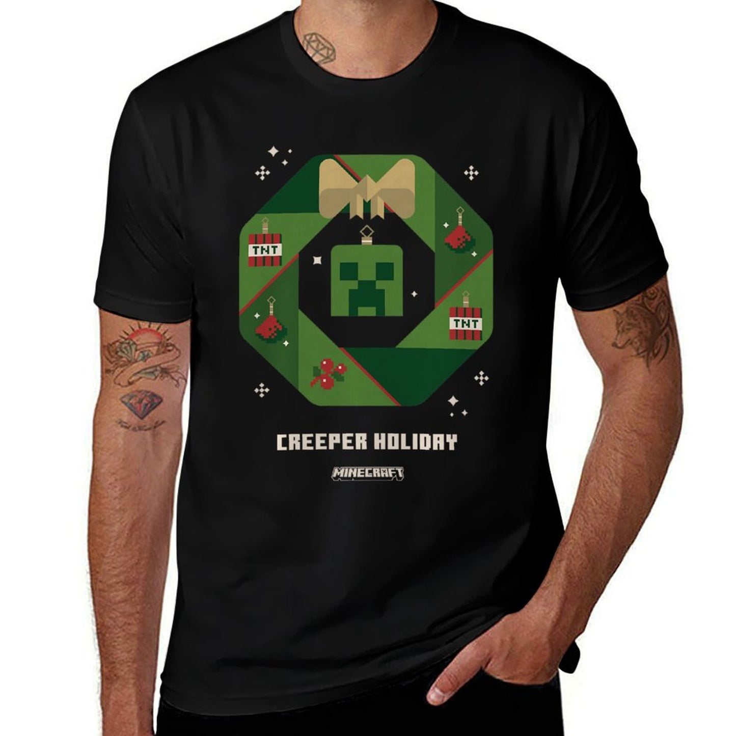 Minecraft Christmas Creeper Holiday Xmas Crown Portrait Premium  Vintage-inspired T-Shirt