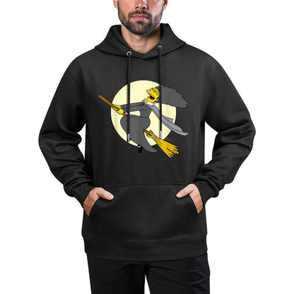 The Simpsons Halloween Witch Costume Marge on Flying Broom Medium-Weight Fabric Hoodie