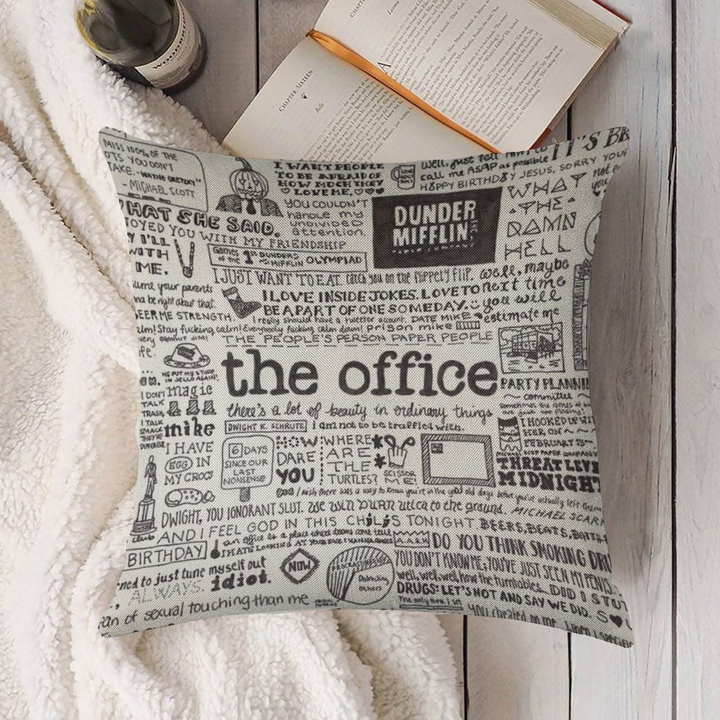 A Visual Representation of The Office Linen Throw Pillow Cover