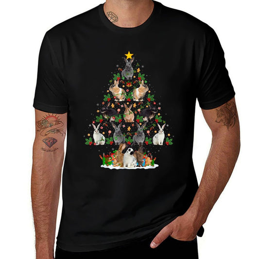 Bunny Rabbit Christmas Tree Lights Decor Pet Animals Xmas  Tagless Design T-Shirt