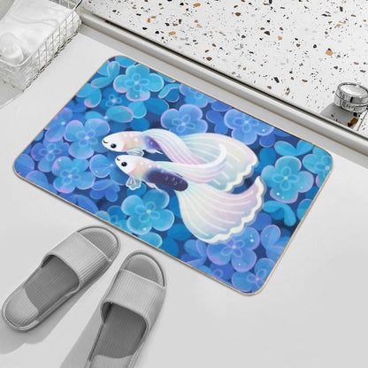 White Tuxedo Guppy Bath Mat