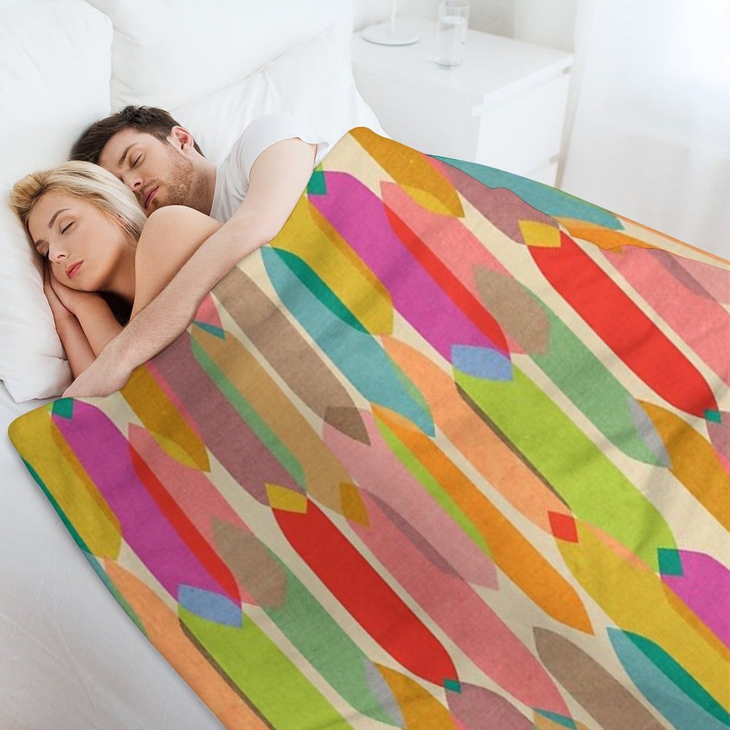 Mid Century Droplets Kaleidoscope Throw Blanket