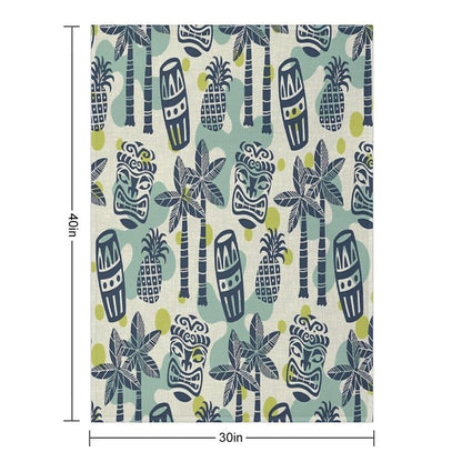 Retro Mid Century Modern Tiki Pattern Throw Blanket