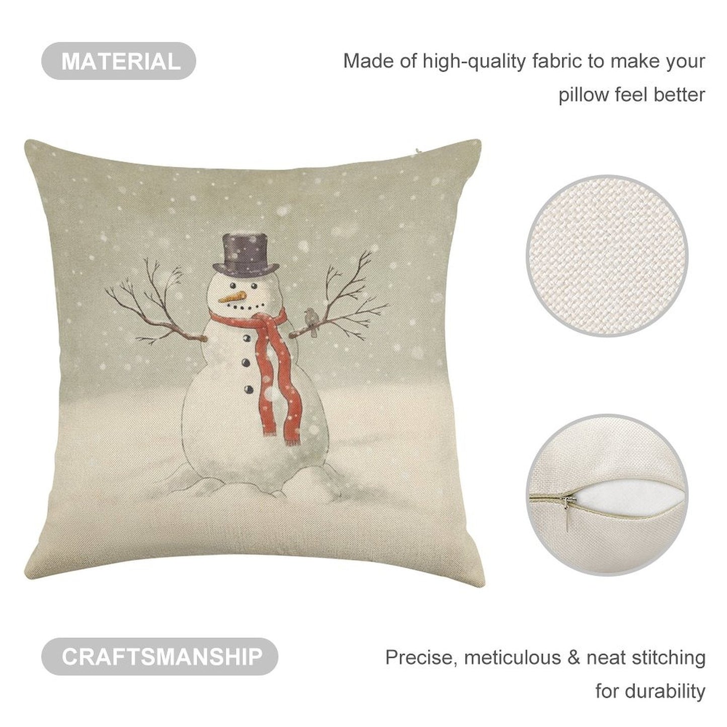 The Snowman Linen Throw Pillow Cover