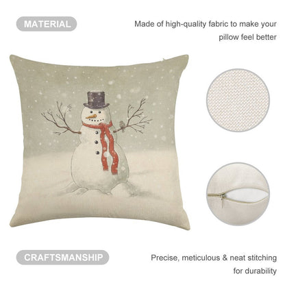 The Snowman Linen Throw Pillow Cover