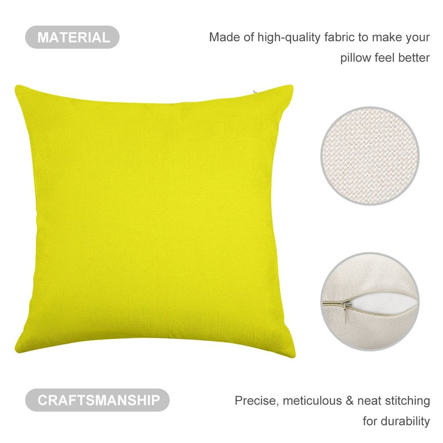 Neon Yellow Linen Throw Pillow Cover