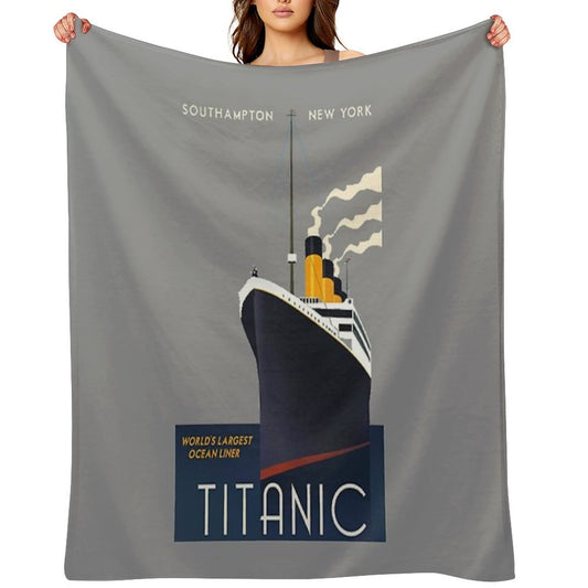 Titanic Sinking Vintage Poster Cruise Ship Atlantic Ocean Voyage Throw Blanket