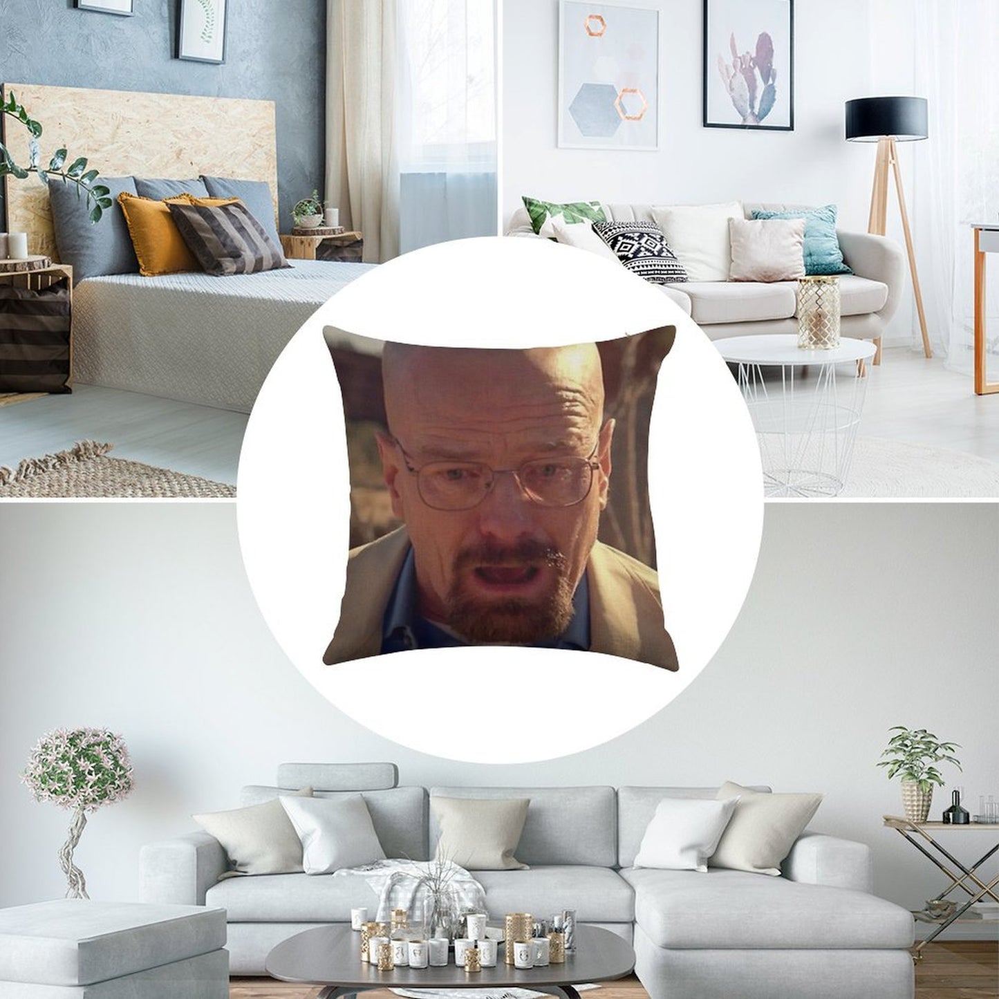 Walter White Meme Linen Throw Pillow Cover