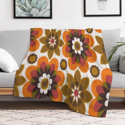 Hippie Chic Flowers Throw Blanket