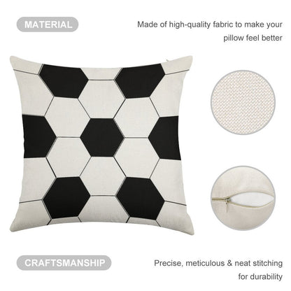 MAN CAVE SOCCER BALL FOOTBALL DESIGN FOR SPORTS LOVERS BY OZCUSHIONSTOO Linen Throw Pillow Cover