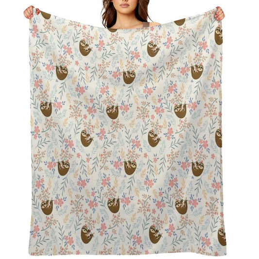 Baby Flower With Sloth Throw Blanket