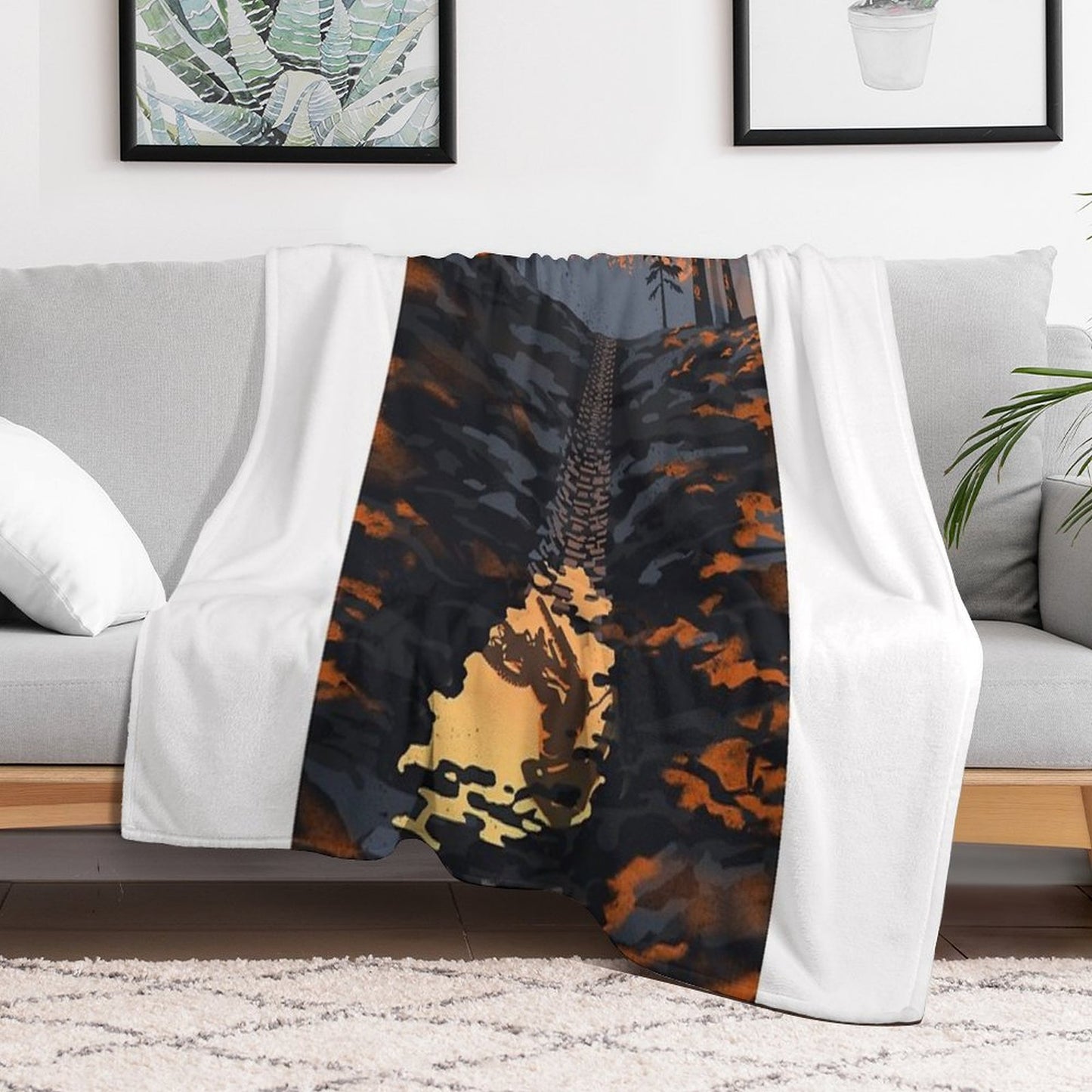 Retro Styled Mountain Biking Dirt Jumper Sunset Throw Blanket