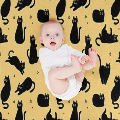 Black Cat Pattern Throw Blanket