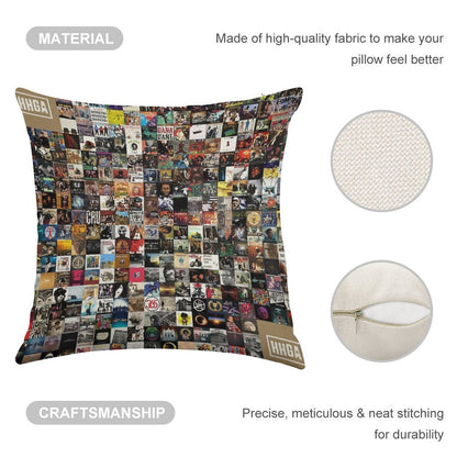 Greatest Hip Hop Albums 1986 - 2018 Linen Throw Pillow Cover