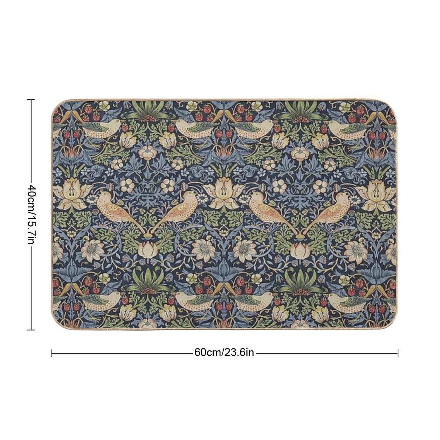 William Morris Strawberry Thief Pattern Bath Mat