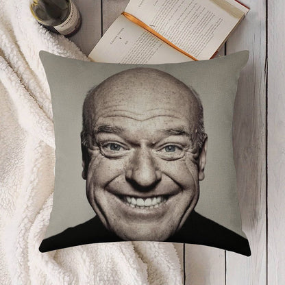 Hank Schrader Dean Norris Happy Face Linen Throw Pillow Cover