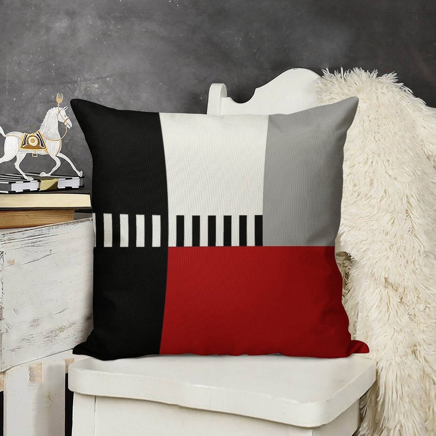 Geometric Pattern Linen Throw Pillow Cover