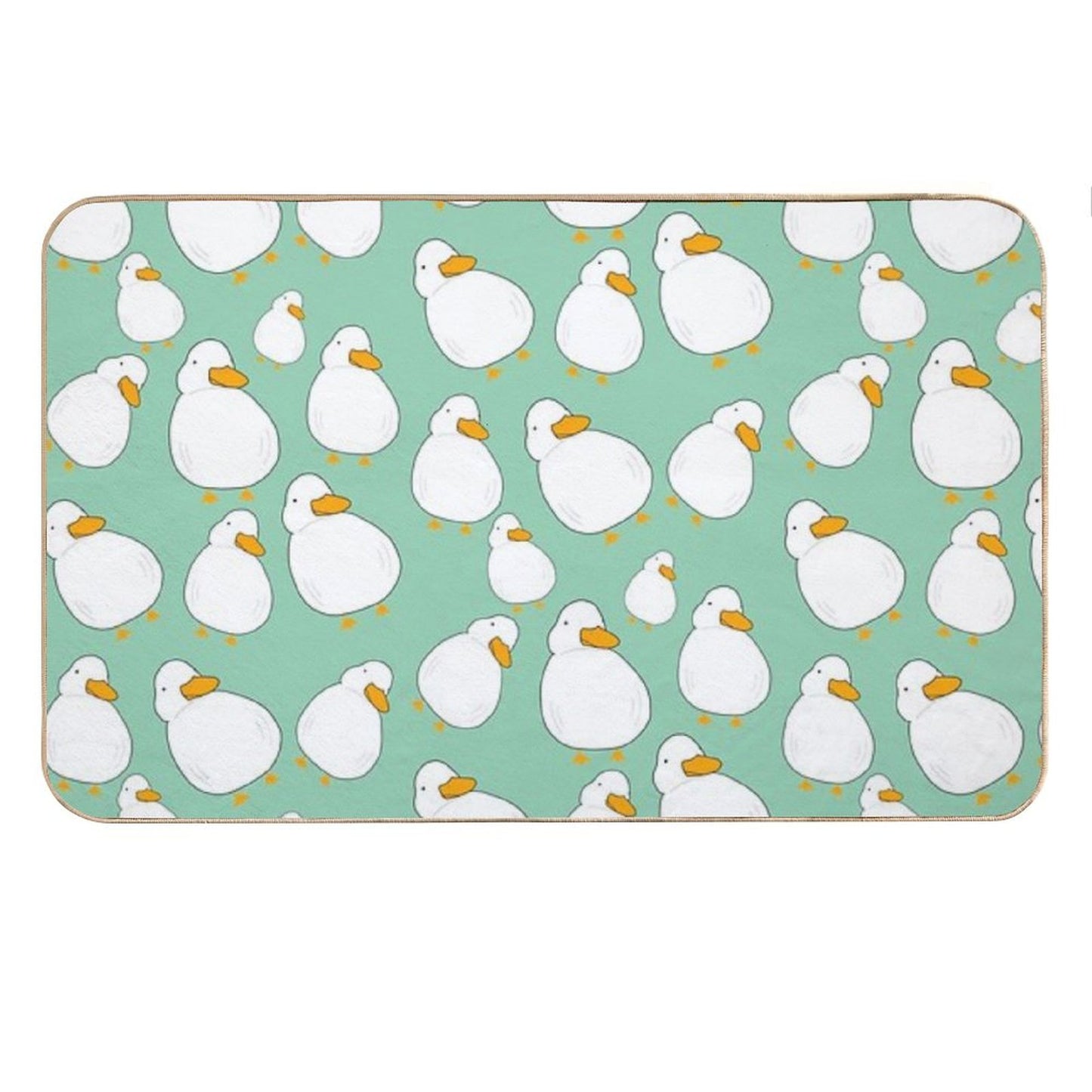 Chubby Duck Pattern Cute Fluffy White Bird Simple Anime Cartoon Kawaii Animal Bath Mat