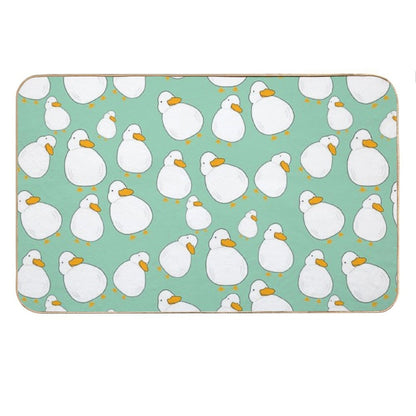 Chubby Duck Pattern Cute Fluffy White Bird Simple Anime Cartoon Kawaii Animal Bath Mat