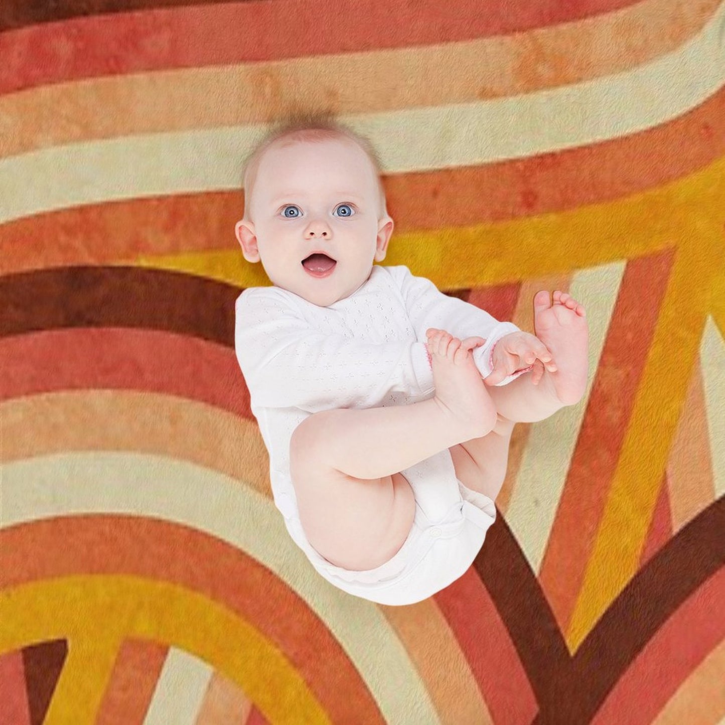 Vintage Orange 70's Style Rainbow Stripes Throw Blanket