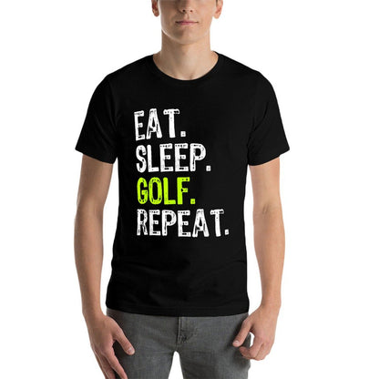 Eat Sleep Golf Repeat Golfer Golfing Funny  Rolled Sleeves T-Shirt