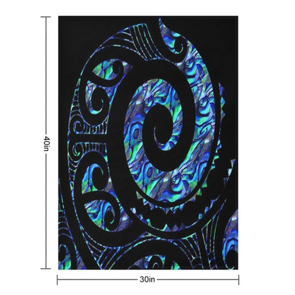New Zealand Māori Paua Tattoo Koru Design Throw Blanket
