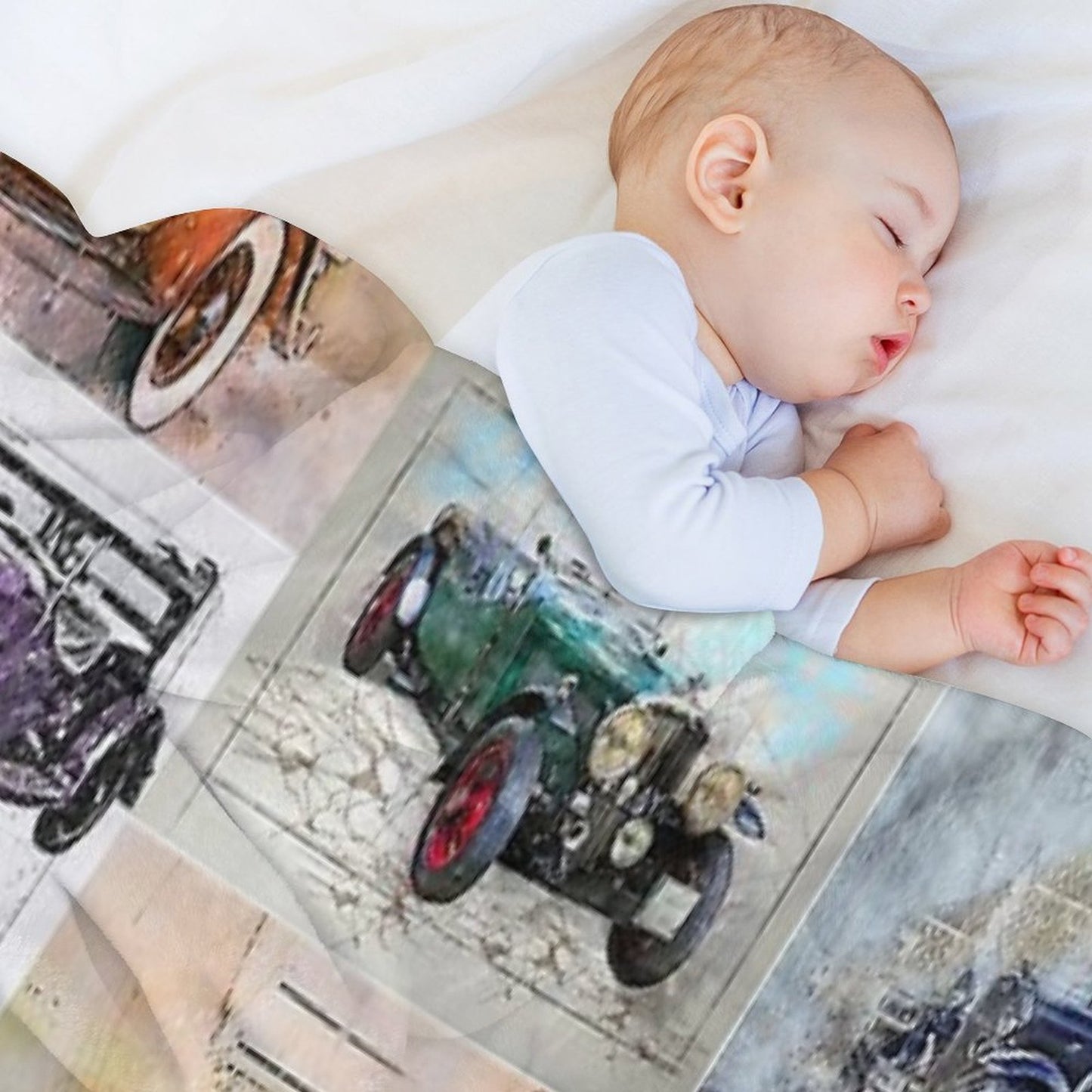 Classic Vintage Cars Montage #4 Throw Blanket