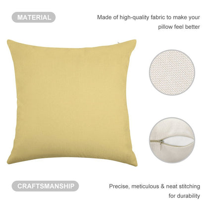 Pale Yellow Solid Colour Linen Throw Pillow Cover