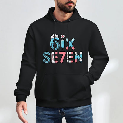 6IX SE7EN Funny 67 Six Seven Meme Nurse 6 7 Design Cotton-Polyester Blend Hoodie