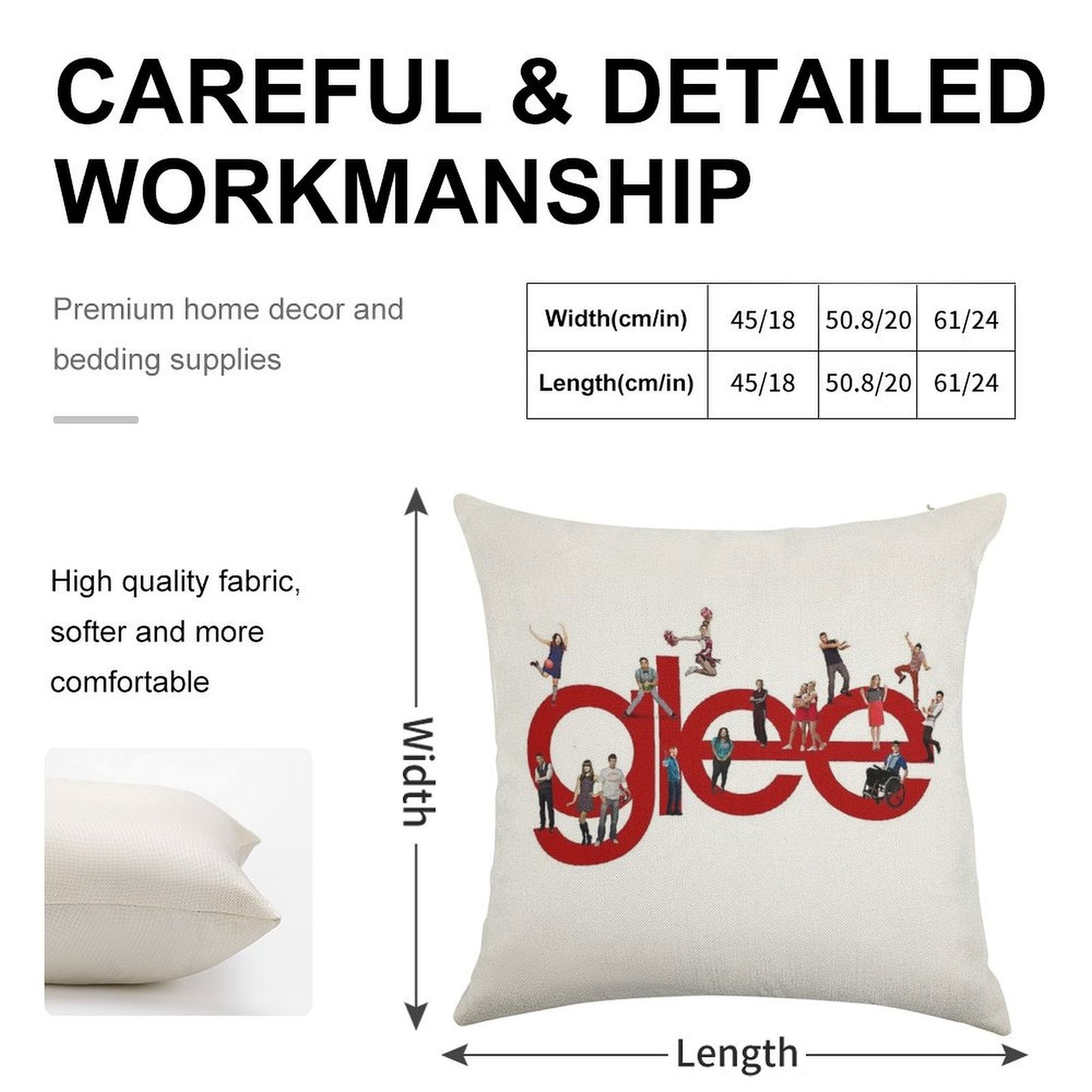 Glee Logo with The Cast Linen Throw Pillow Cover