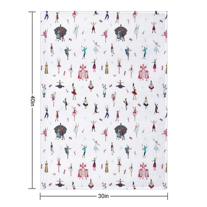 Nutcracker Ensemble - White Throw Blanket