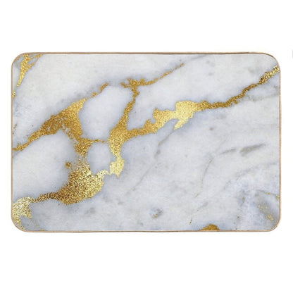 Gold Sparkle Veined Faux Marble Bath Mat