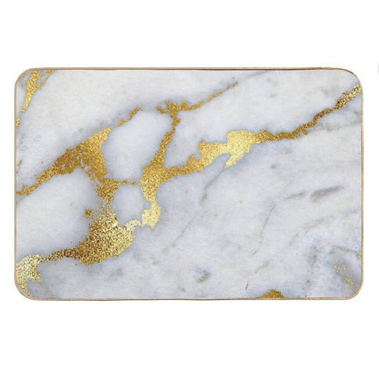 Gold Sparkle Veined Faux Marble Bath Mat