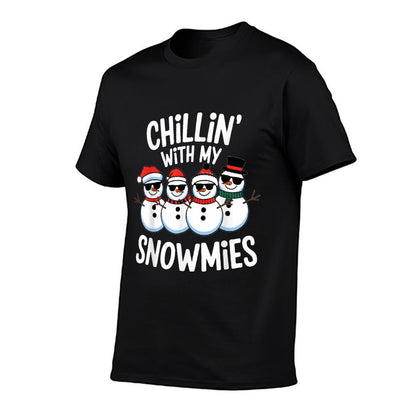 Chillin With My Snowmies Funny Snowman Christmas Kids Boys  Graphic-printed T-Shirt