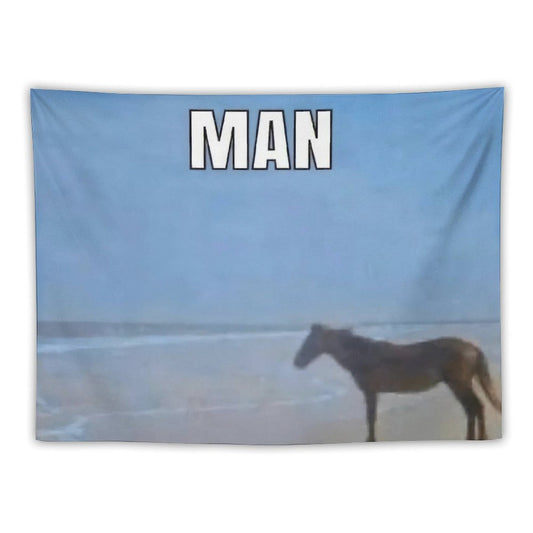 Horse Looking Out to Sea Meme Tapestry