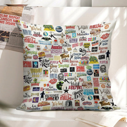 Musical Logos Linen Throw Pillow Cover