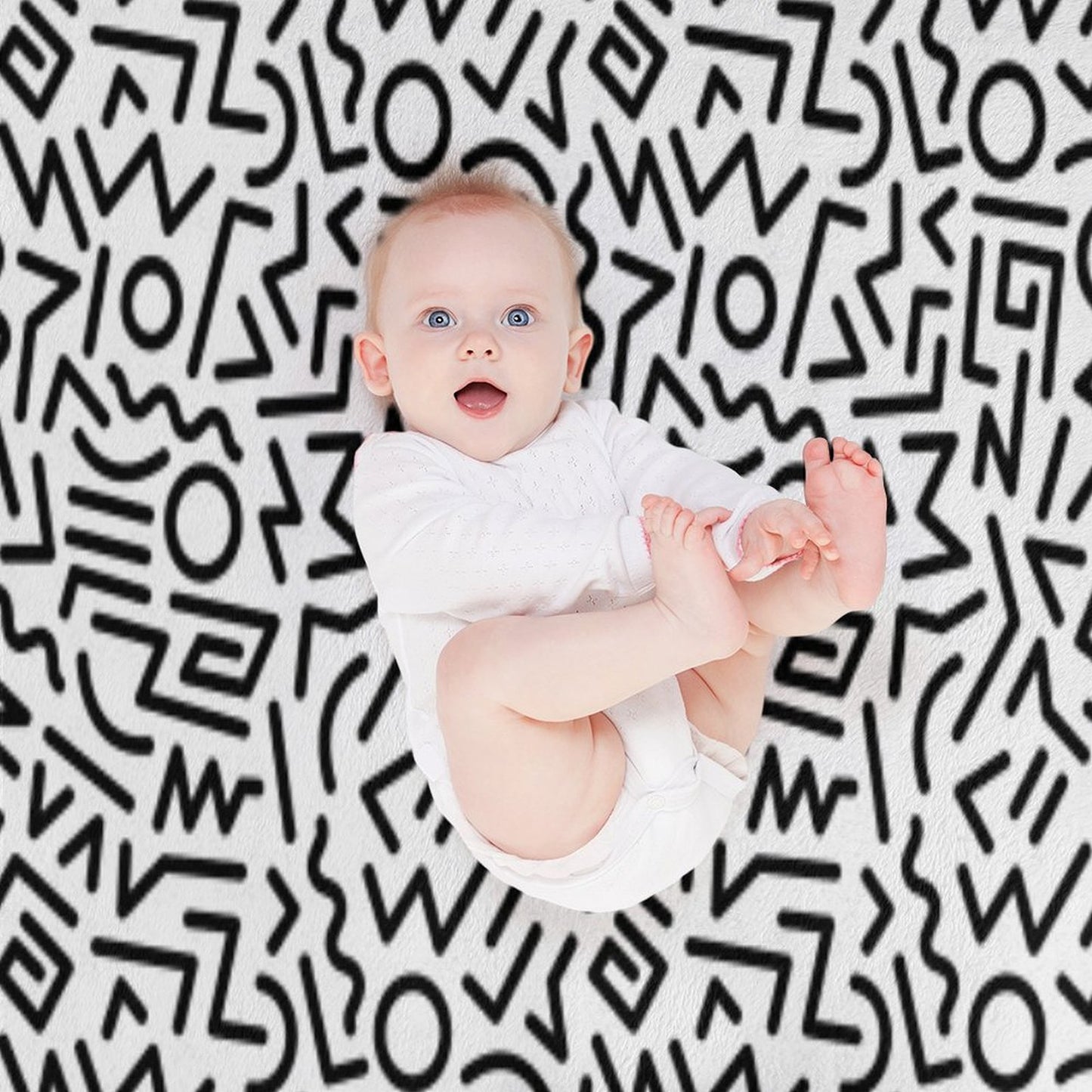 Memphis Pattern Black And White Throw Blanket