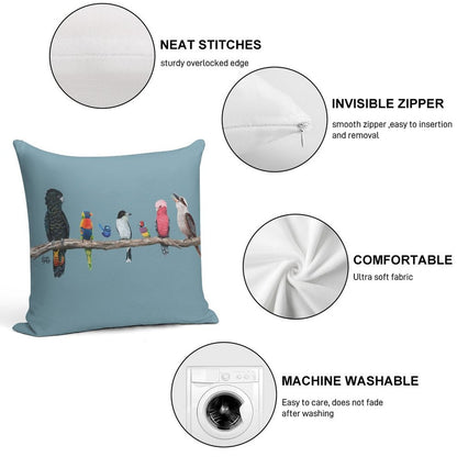 Australian Birds Soft Washable Throw Pillow