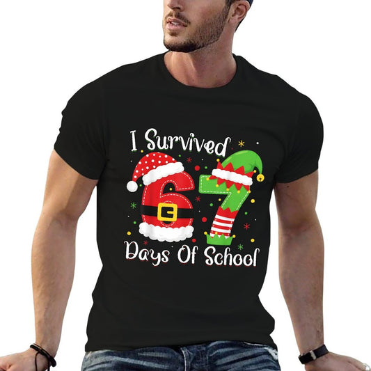 Christmas I Survived 67 Days of School Funny Six Seven  Affordable Price T-Shirt