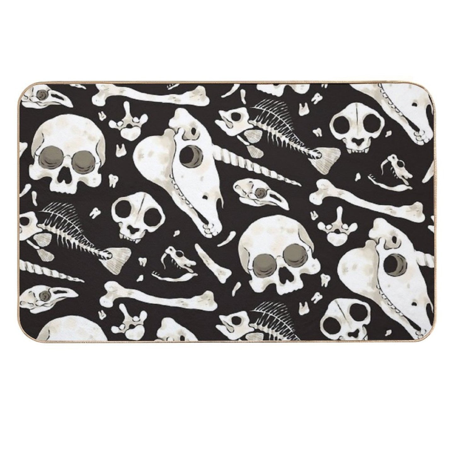 Black Skulls And Bones - Wunderkammer Durable Bath Mat