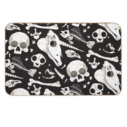 Black Skulls And Bones - Wunderkammer Durable Bath Mat