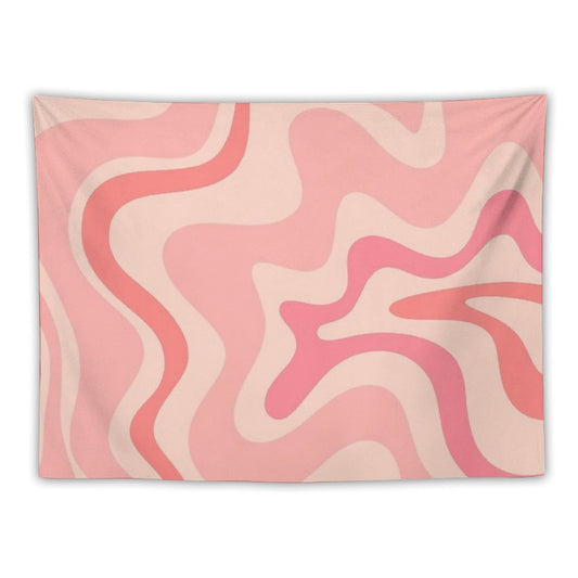 Liquid Swirl Retro Contemporary Abstract in Soft Blush Pink Tapestry
