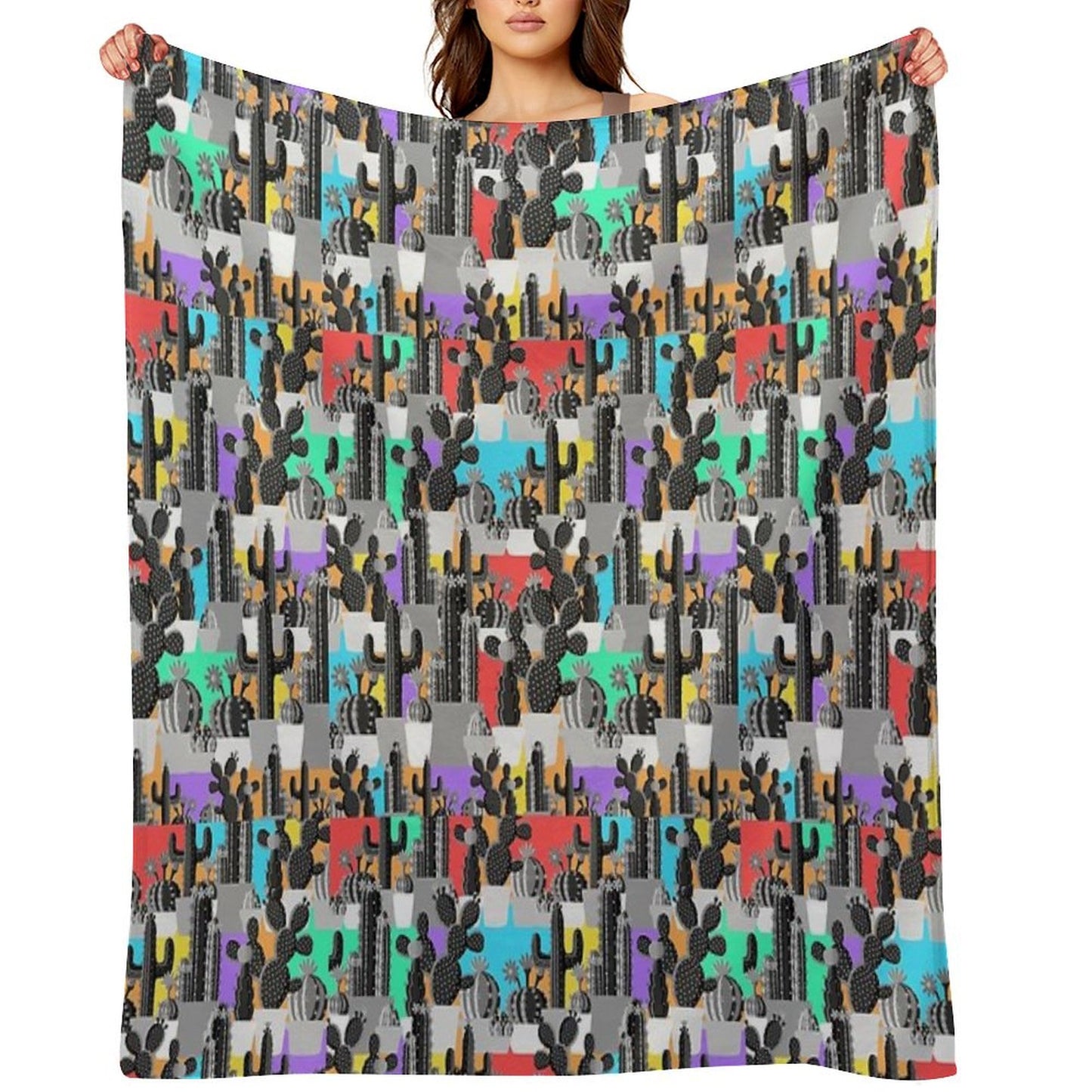 Happy Cactus Throw Blanket